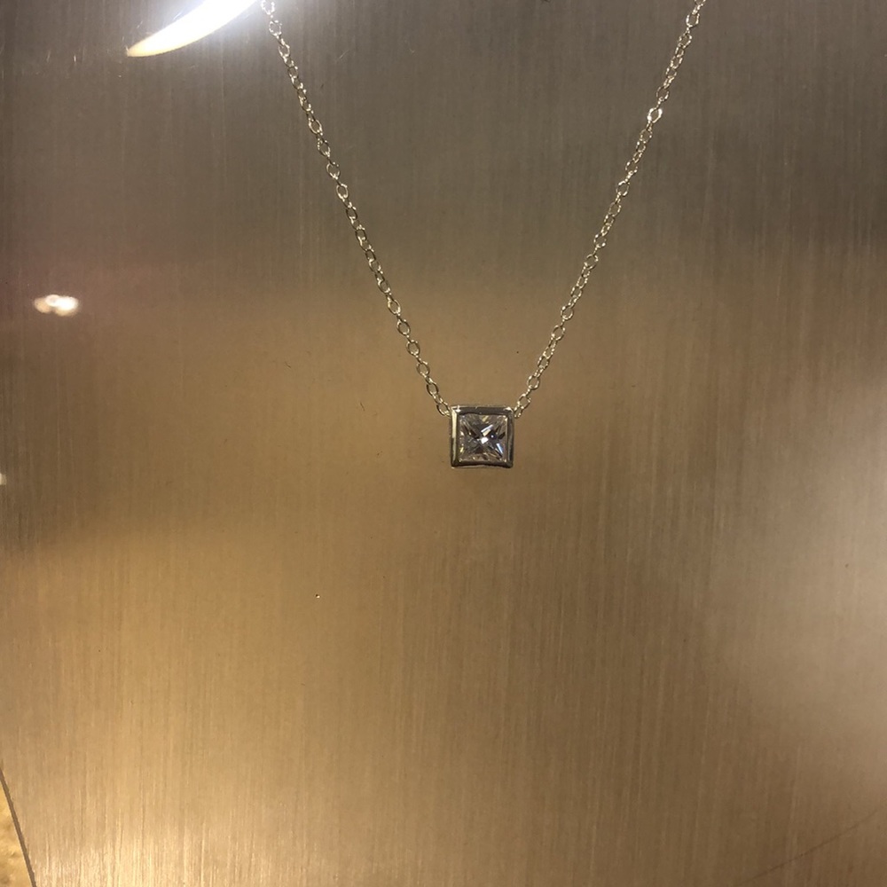 Square Cut Cubic Zirconia Necklace-NWT-Boutique - Picture 9 of 11